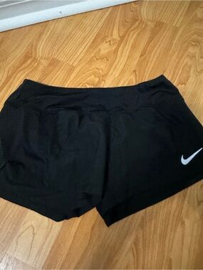 Nike Women's Black Athletic Running Shorts with White Swoosh